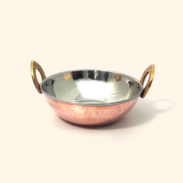 COPPER OUTSIDE SS INSIDE KADAI 17 CM - Bhalaria Metal Forming